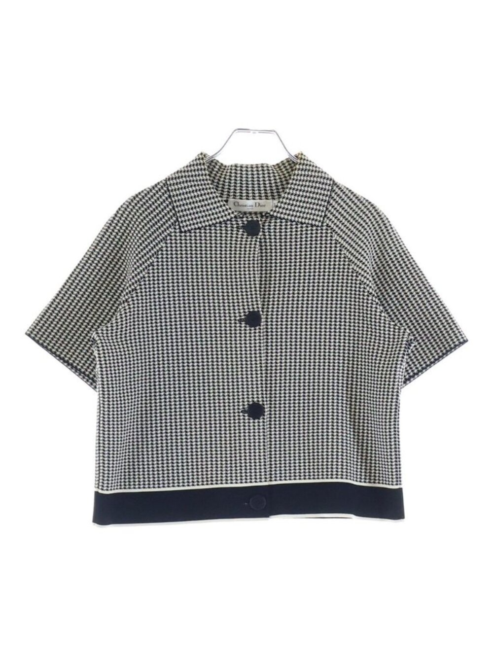Dior Houndstooth Technical Knit Short Sleeve Jacket White Black